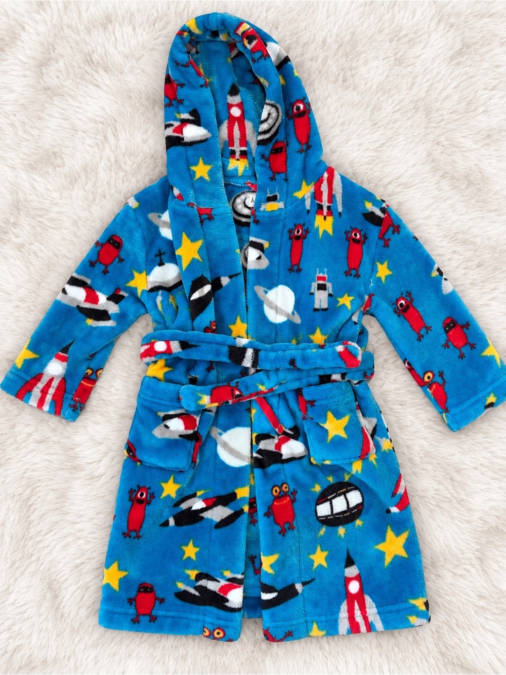 Hatley Kids Space Print Fleece Housecoat Robe Size 2–3 Years